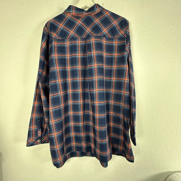 J.Jill Womens Blue Orange Plaid Button-Up Shirt XL Cotton Long Sleeve Casual New - Picture 2 of 8